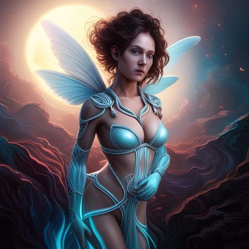 Rain-Soaked Cybernetic Woman in Latex Outfit