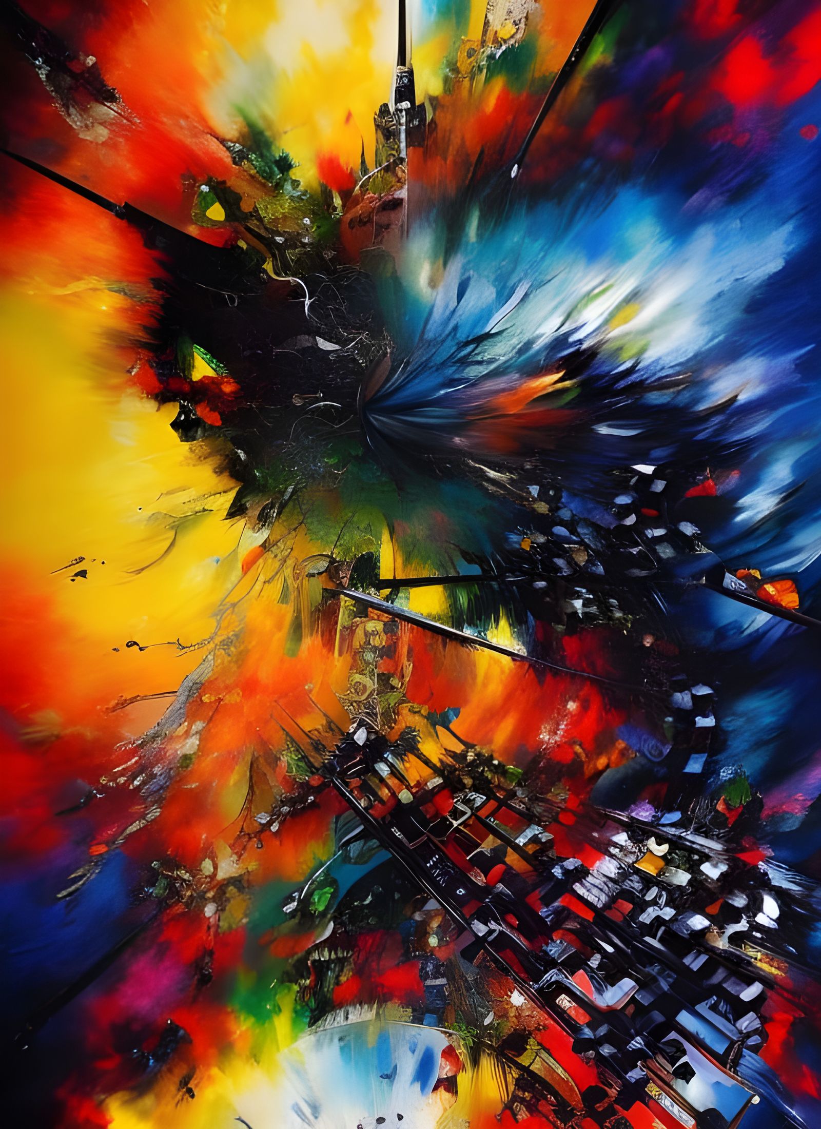 Clocktower Exploding: Hyperdetailed Gouache Illustration