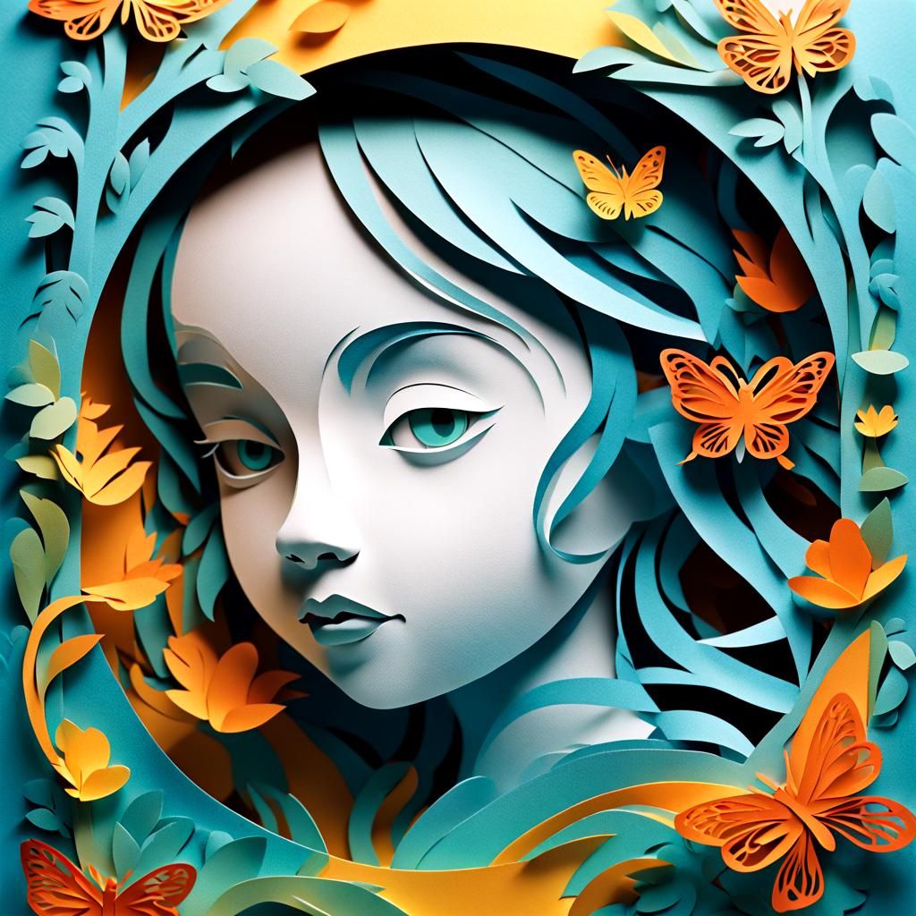 Intricate Kirigami Illustration for Children's Storybook