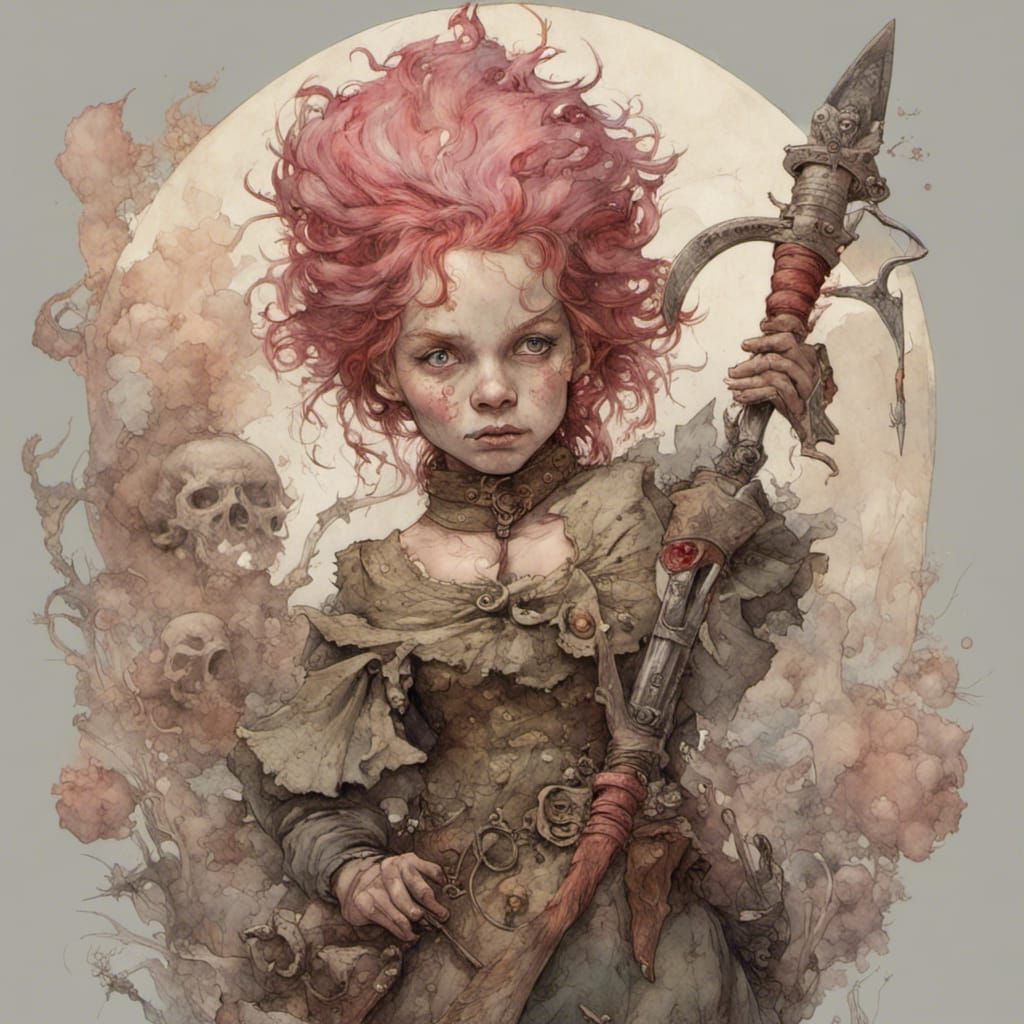 A beautiful female gnome with red hair