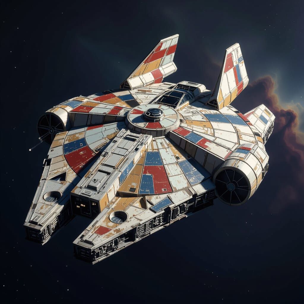 Sci-Fi Spaceship with Colony Markings in Deep Space