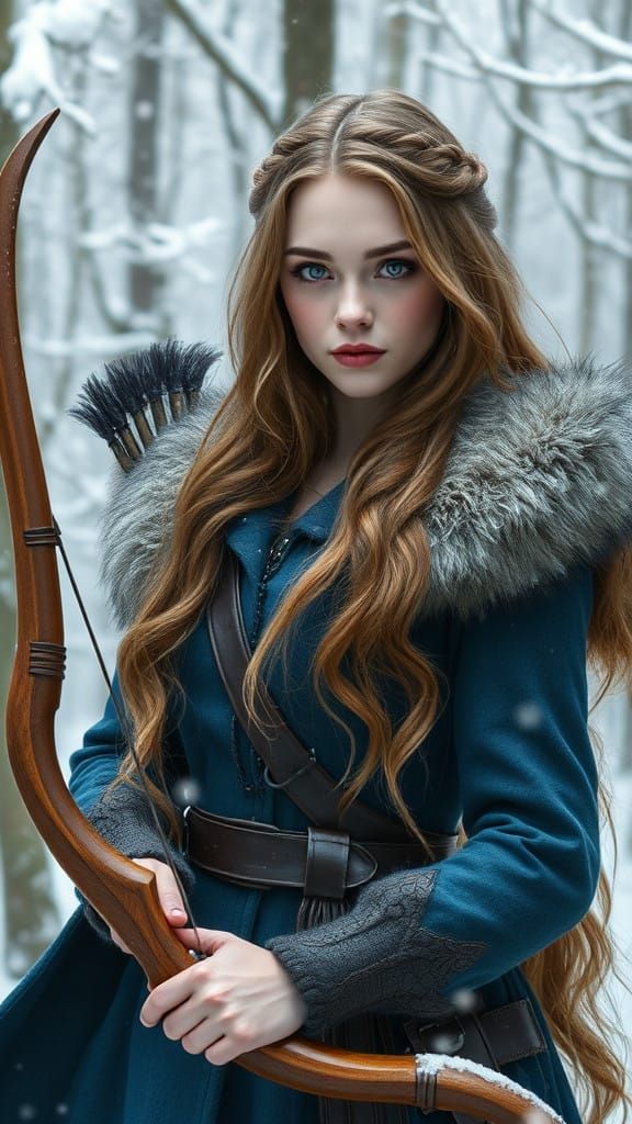 Ethereal Feyre Archeron Hunts in Snowy Woodland