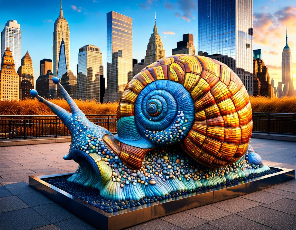 Giant Snail Sculpture in New York: Hyper-Realistic Digital A...