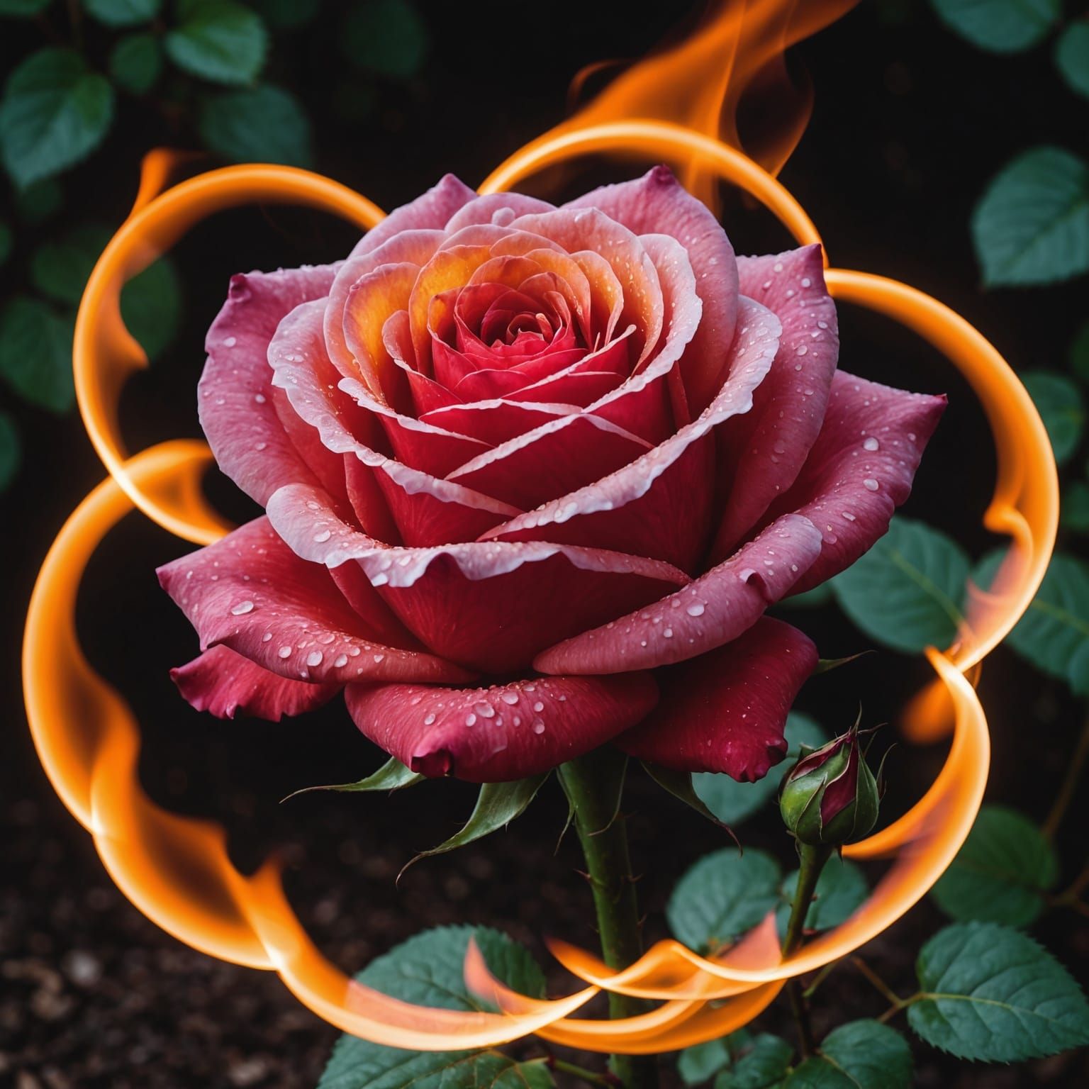 Flaming Rose in Full Bloom