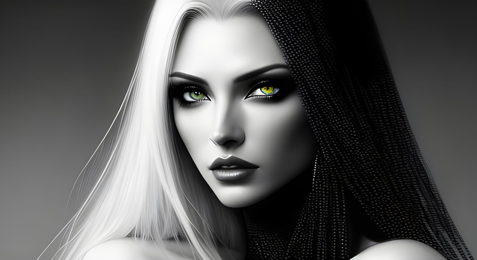 Sultry Female Portrait in Monochromatic Black and White