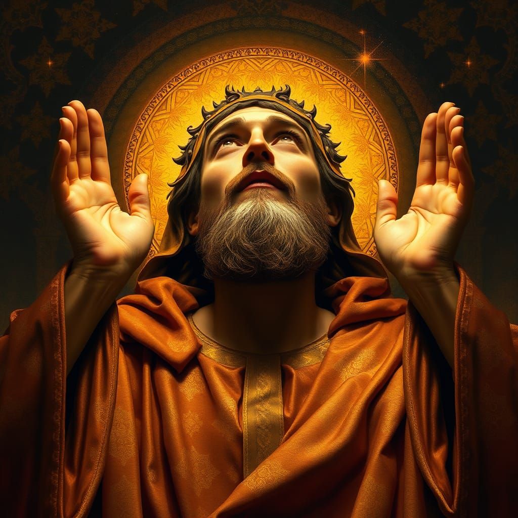 Saint Francis of Assisi in Gustav Klimt Style