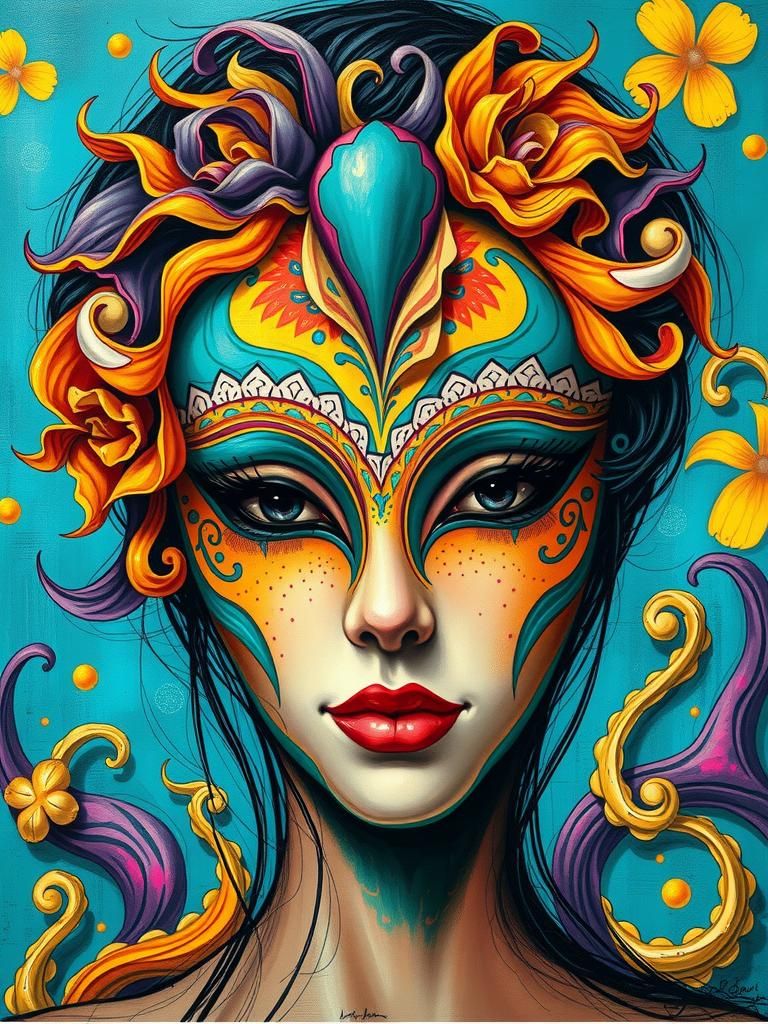 Surreal Mask Art Inspired by Carnaval de Colonia