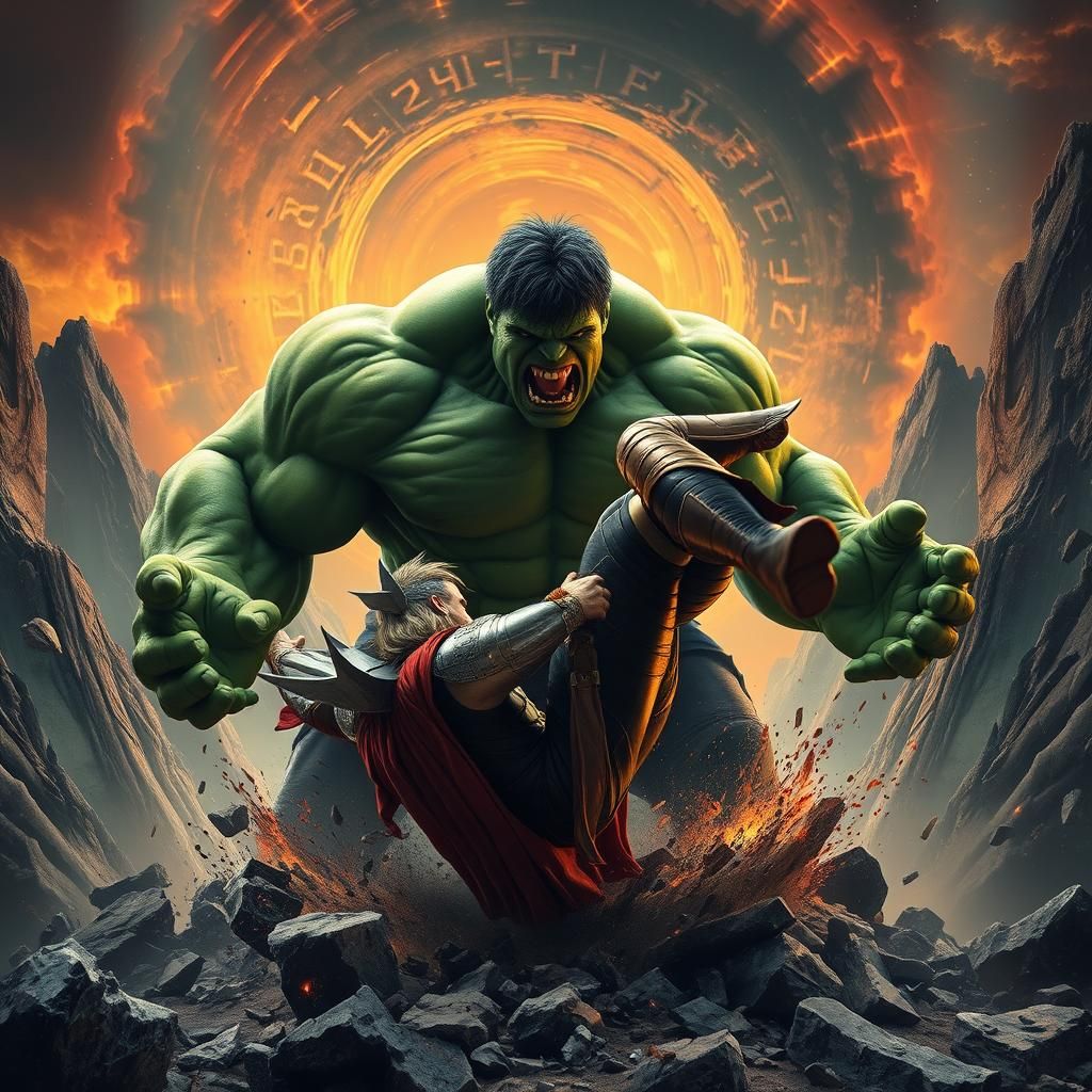 Hulk Tosses Thor in Asgard: Fantasy Concept Art
