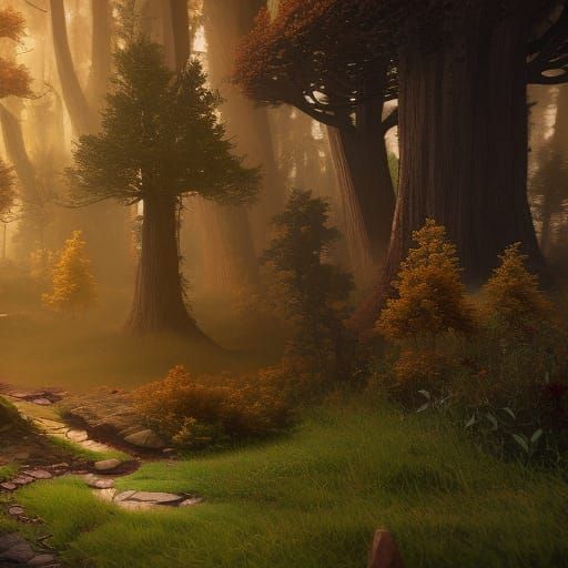 Ethereal Forest Realm in Vibrant Colors