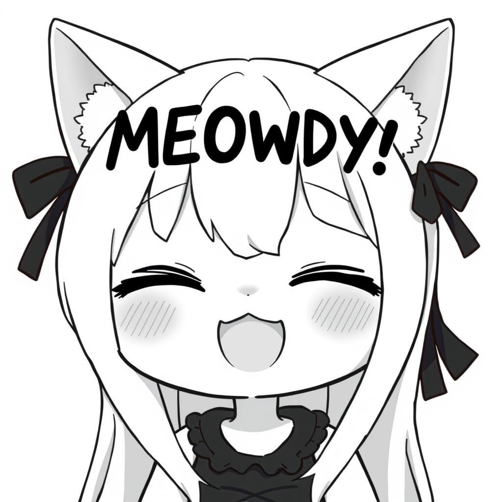 Chibi Catgirl in Cartoon Style with Joyful Smile