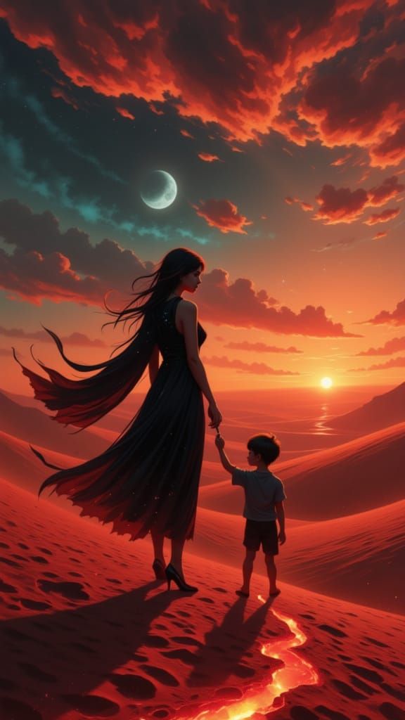 Followers on the sand of a desert land