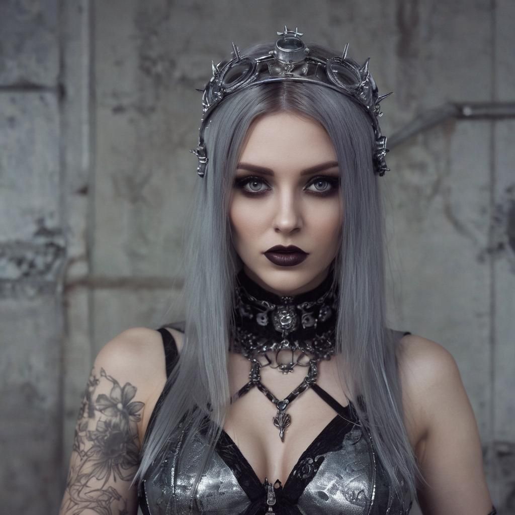 Industrial Gothic Woman in Mysterious Light