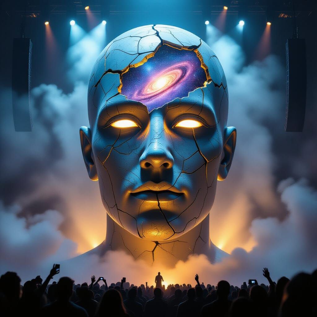 Surreal Galaxy Head at Techno Stage