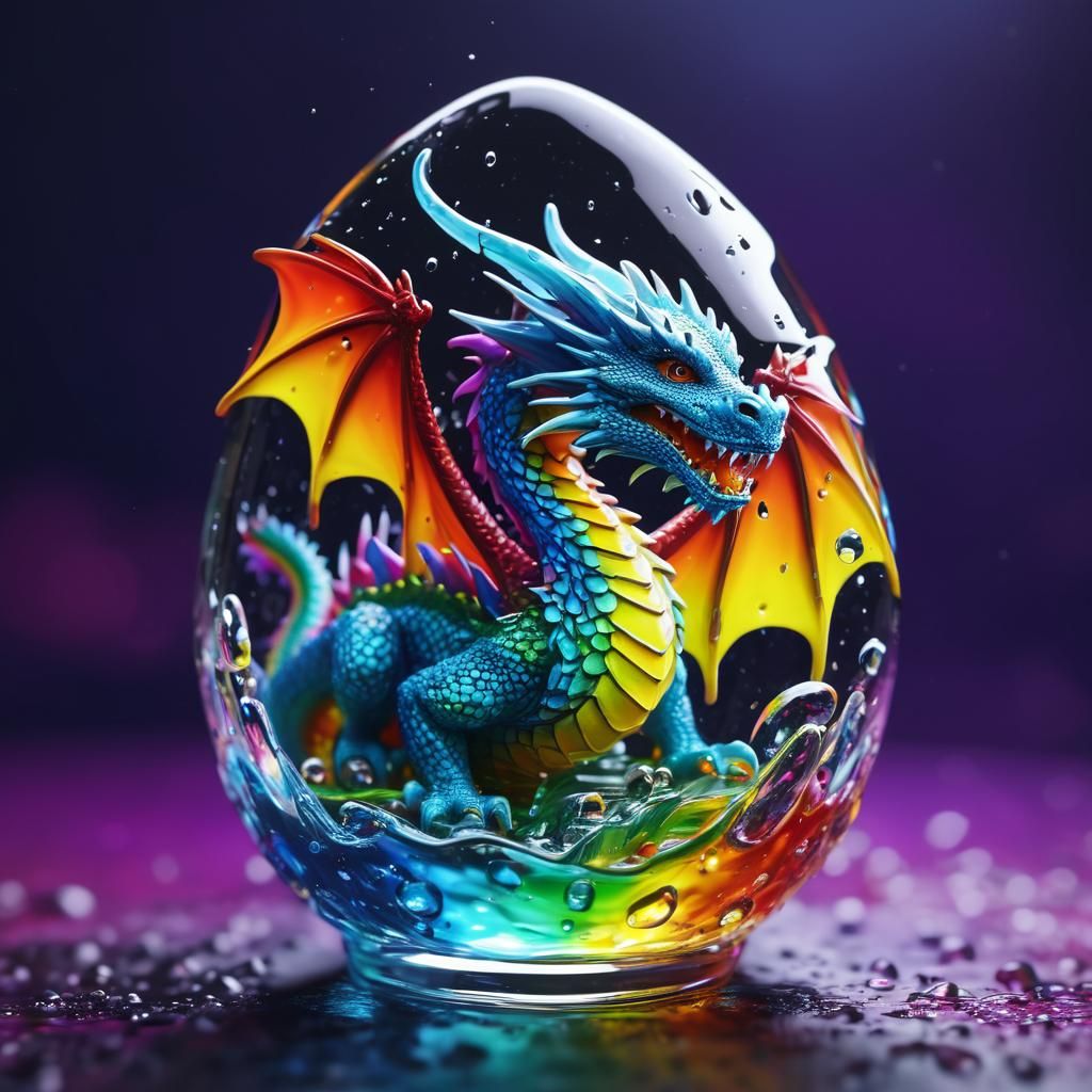 Glass Dragon Figurine: Hyperrealistic Concept Art