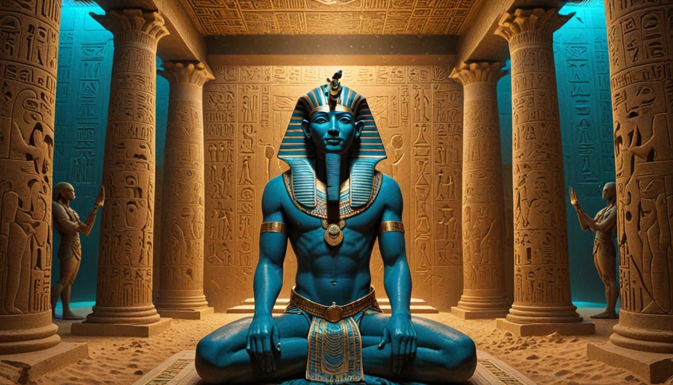 Egyptian Pharaoh in a Futuristic Temple