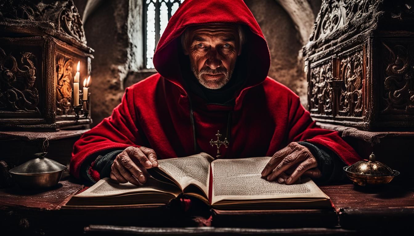 Monk Reading by Candlelight in Medieval Sanctuary