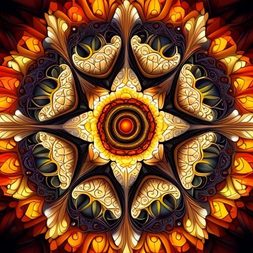 Complex Round Kaleidoscope with Zentangle Elements