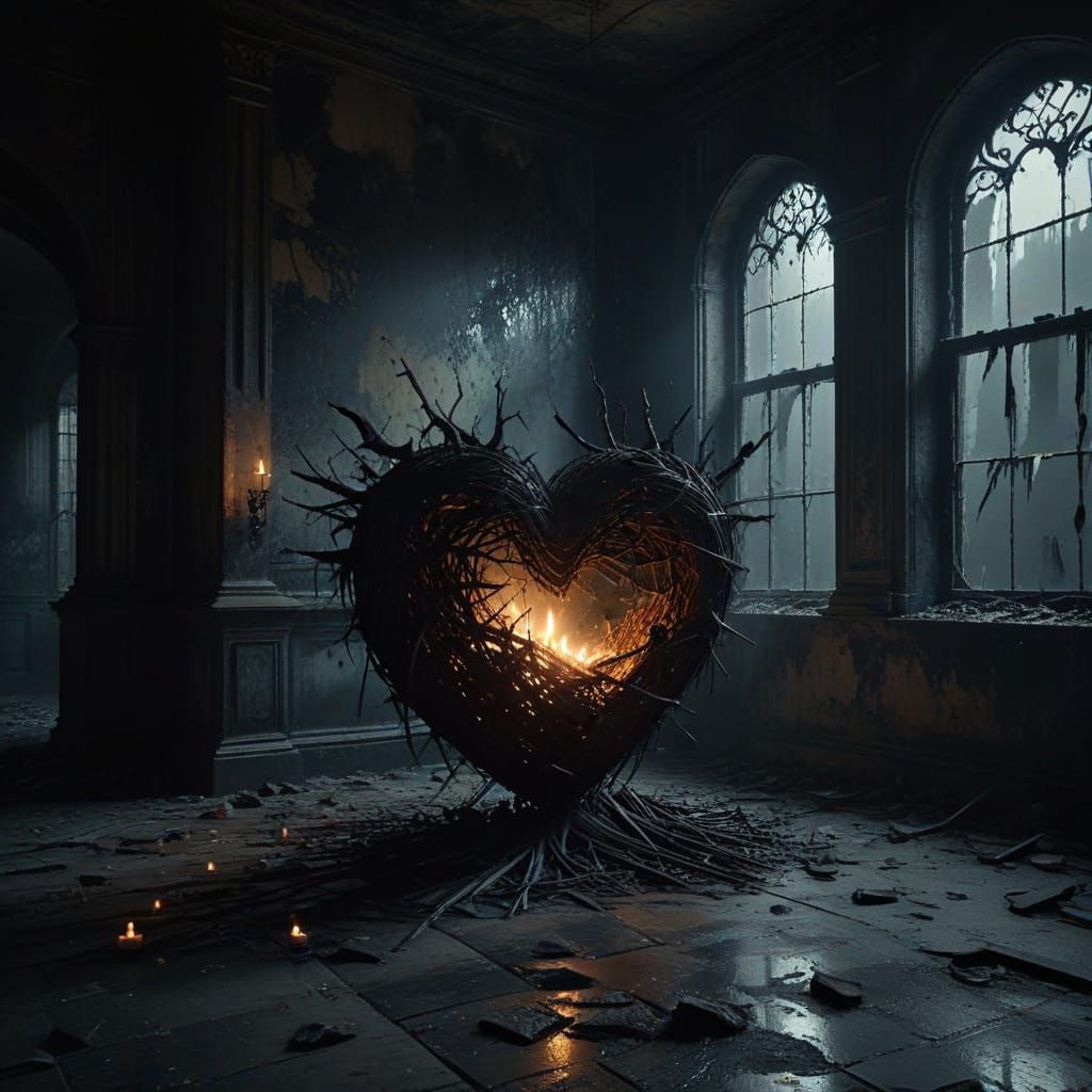 Shattered Heart in a Dark, Abandoned Chamber