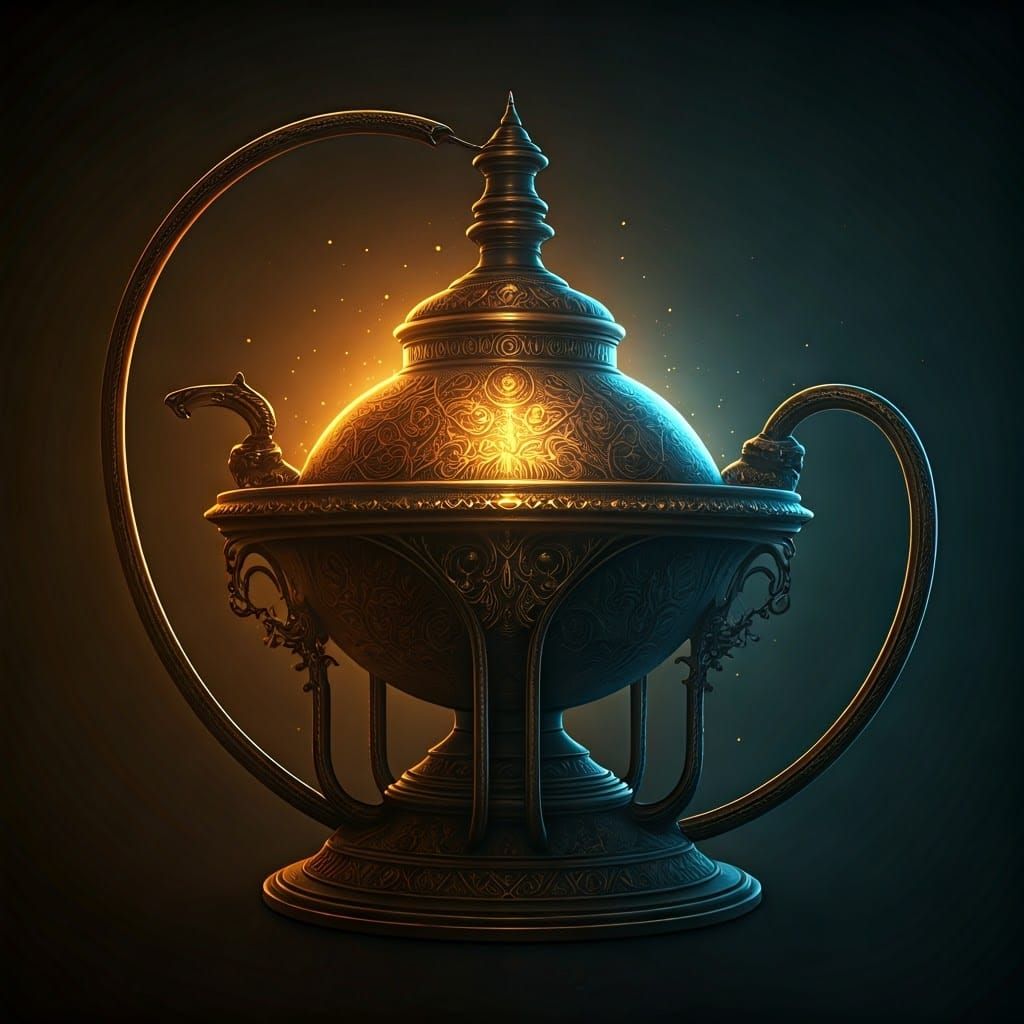 Illuminated Alchemical Lamp in Renaissance Style