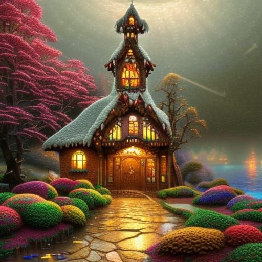 Whimsical Gingerbread House in Storybook Style