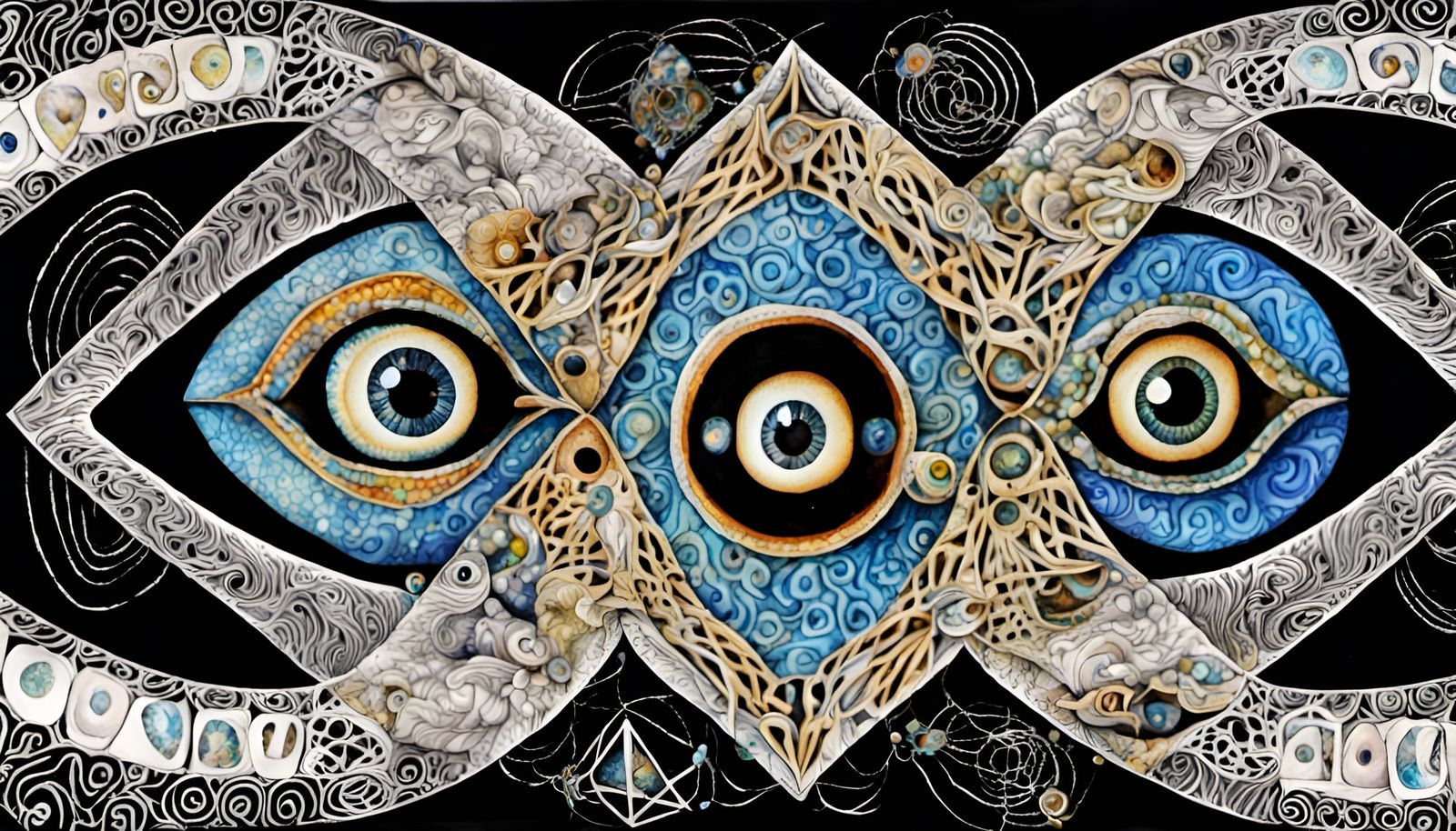 Complex Quantum Zentangle Eye with Fractal Wave