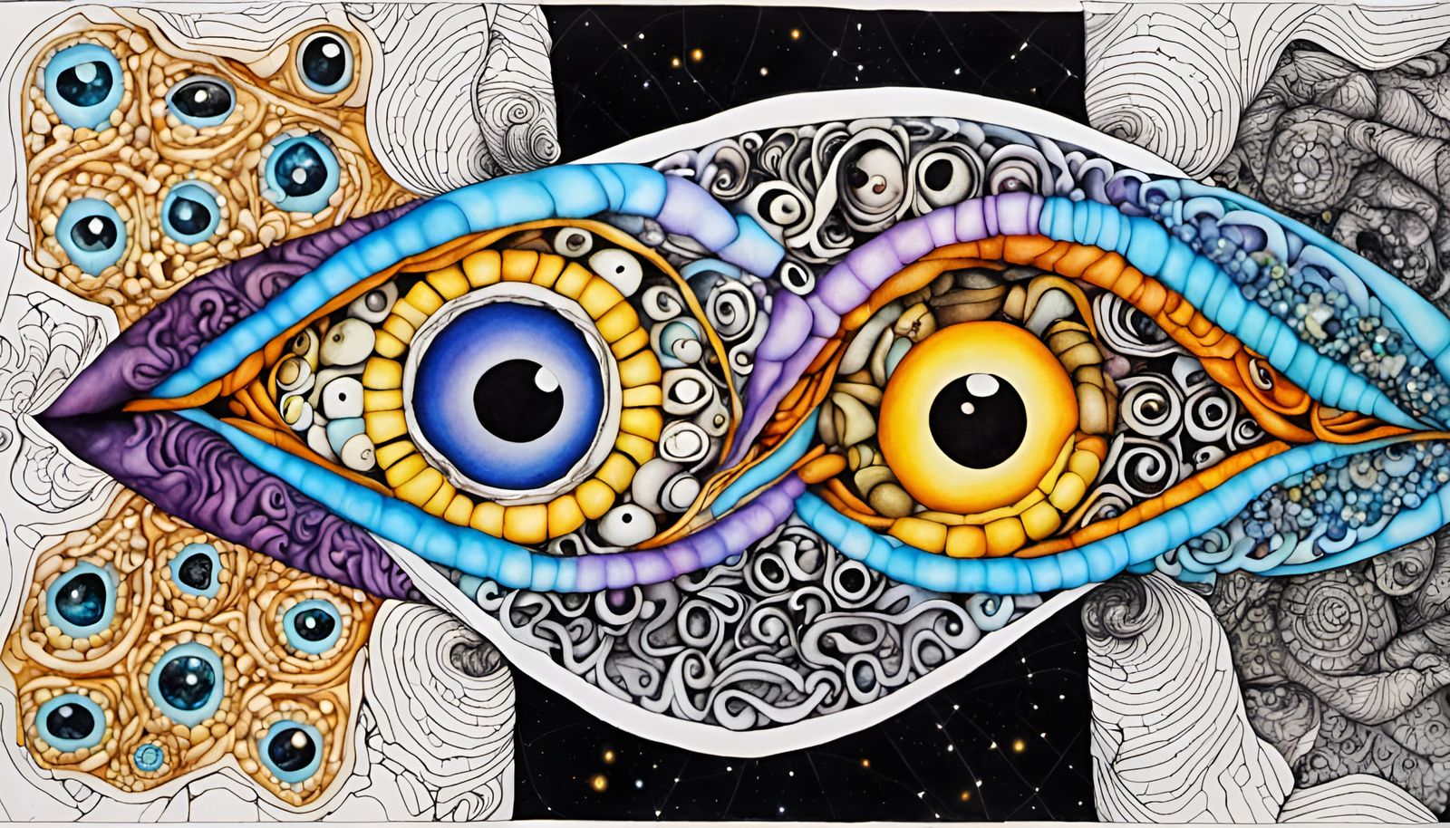 Quantum Fractal Eye with Geometric Patterns