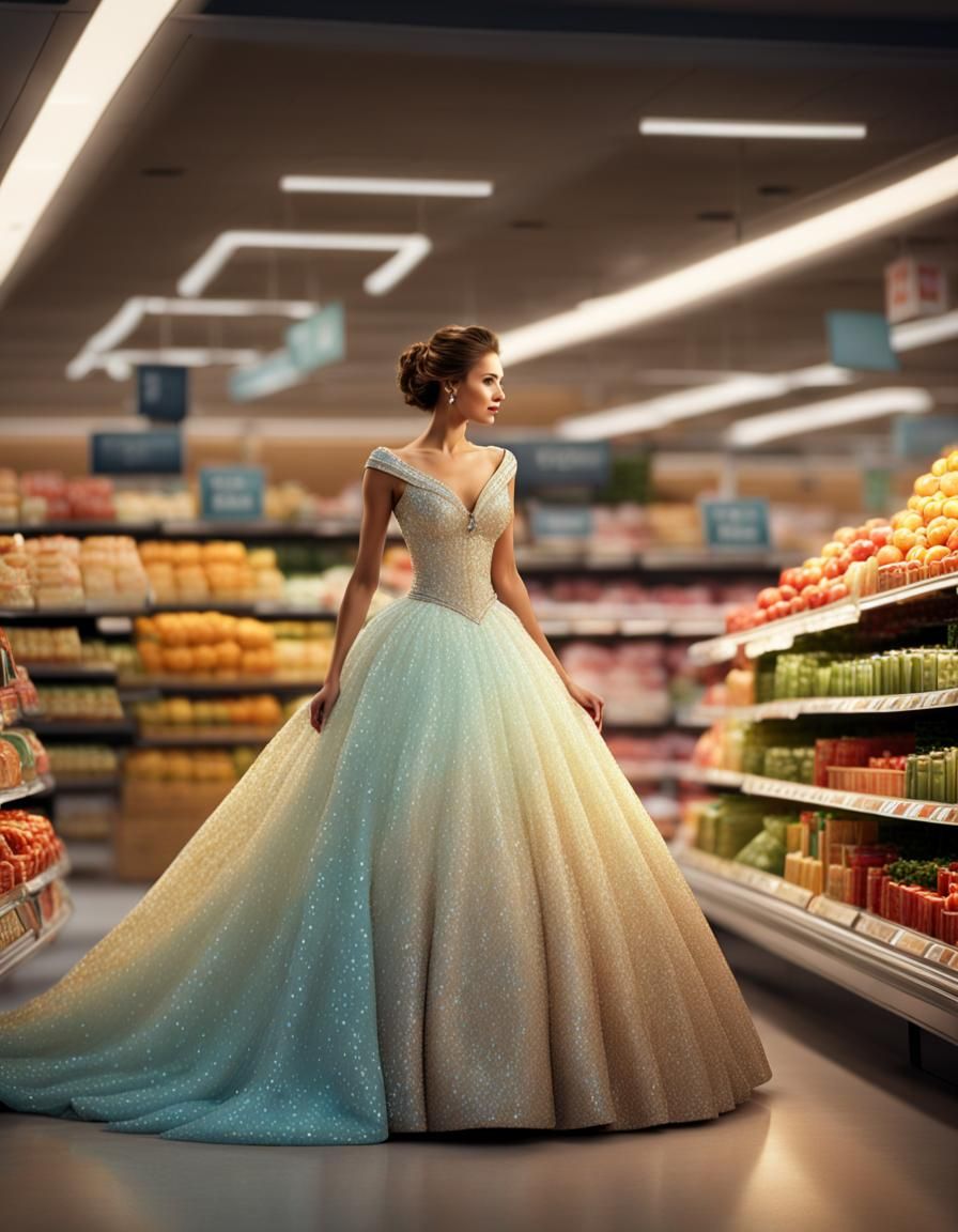 Woman in Gown Shops: Ultra Realistic 3D Rendering