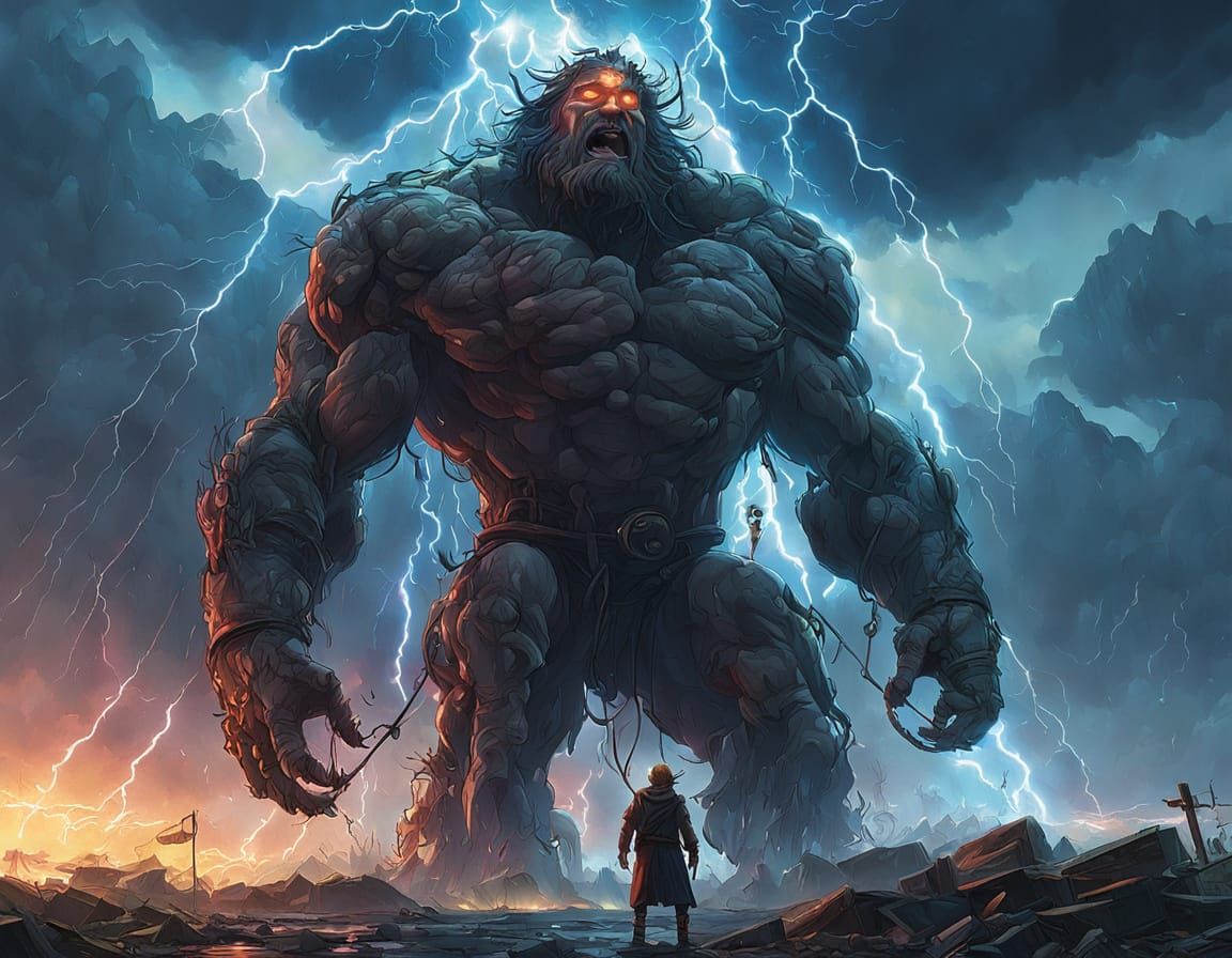 Zeus Unleashes Lightning in Dramatic Mythological Scene