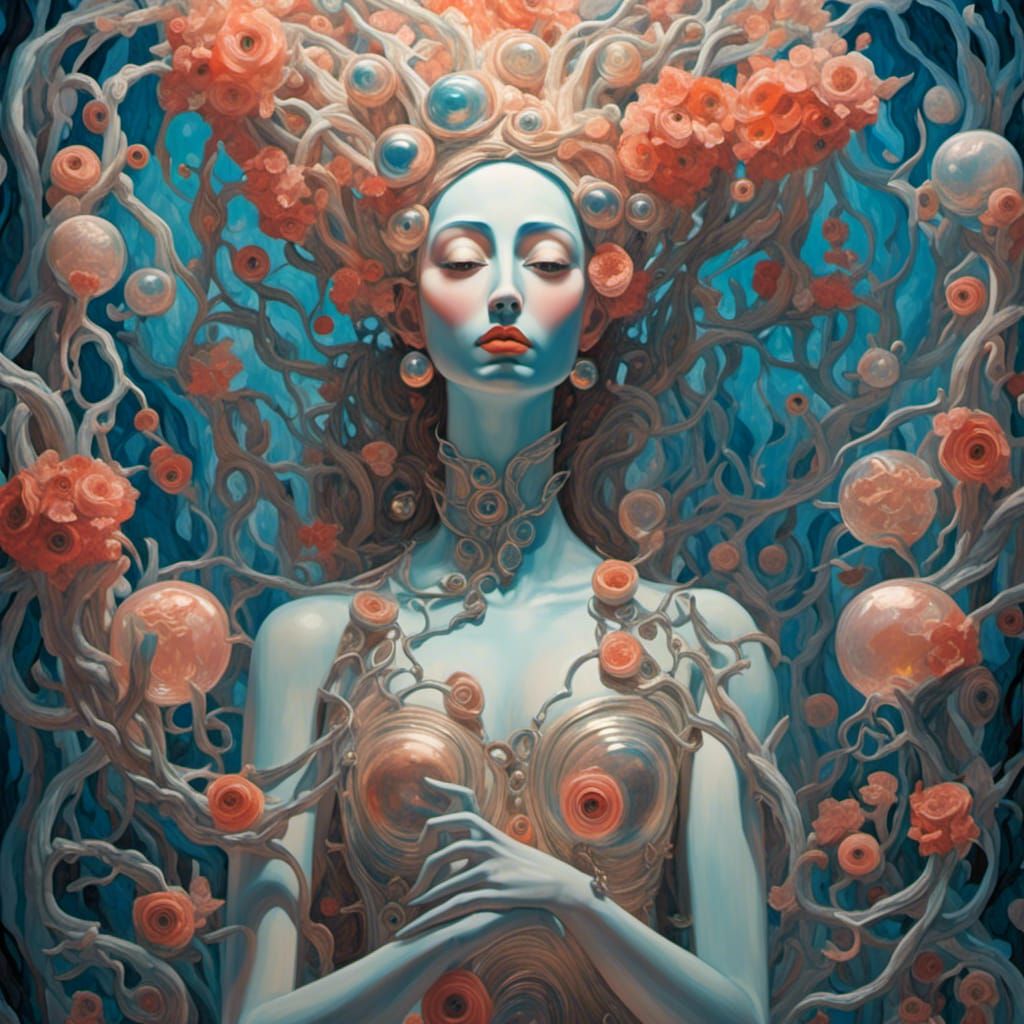 Goddess Pandora in a Neon Dreamscape: Surreal Illustration