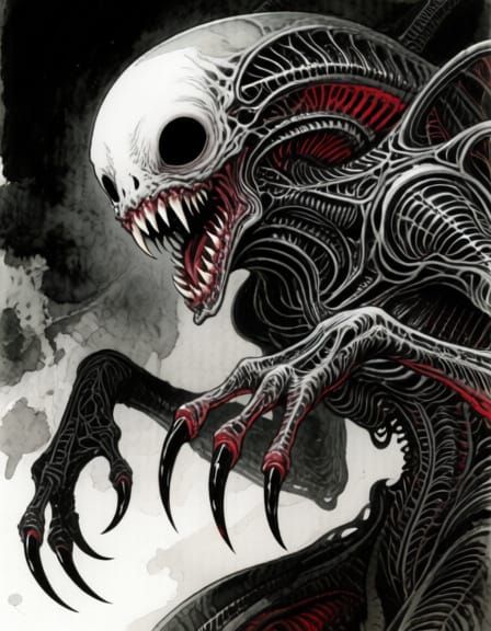 Lovecraftian Horror Creature in H.R. Giger Style