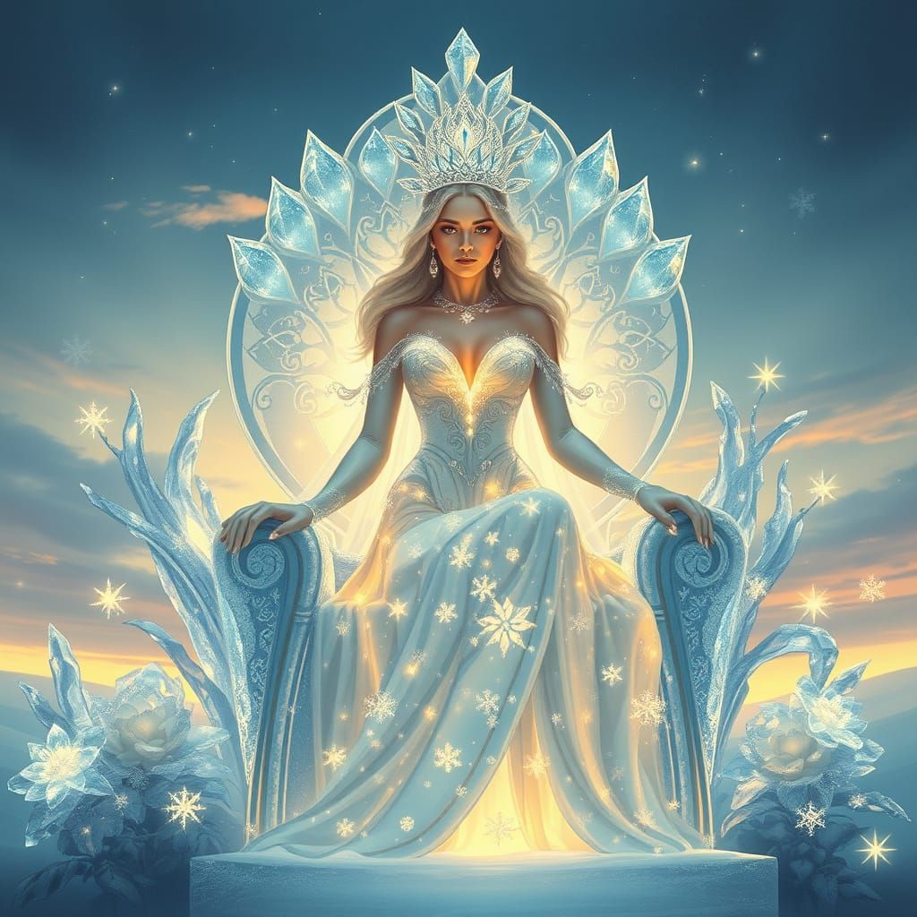 Winter Goddess of Ice Flowers at Sunrise