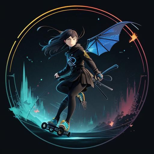 Cute Firefly Inside Triangle in Anime Style