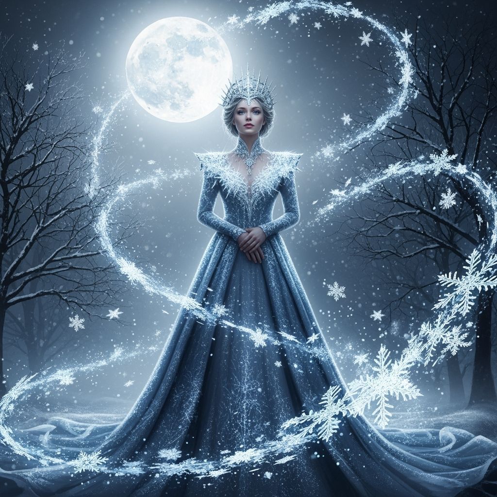 Icy Queen of Winter in Ethereal Moonlight