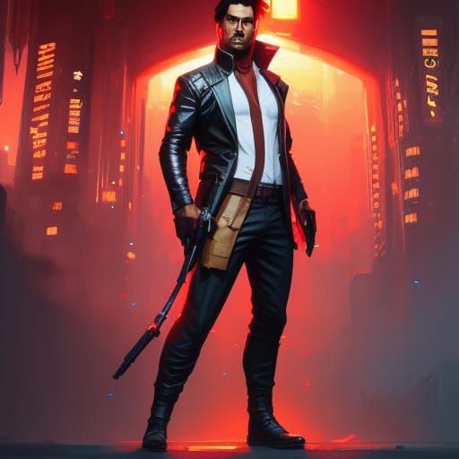 Fantasy Portrait of a Red Scoundrel, Detailed Art