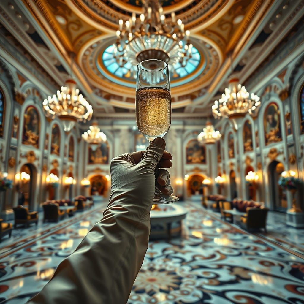 Elegant Toast in a Regal Ballroom
