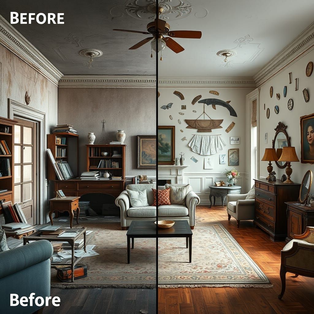 Antique Living Room: Before and After Renovation
