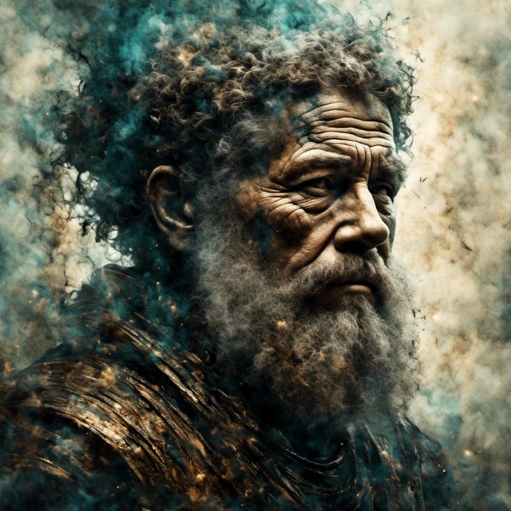 Pensive Warrior in Celestial Chamber Portrait