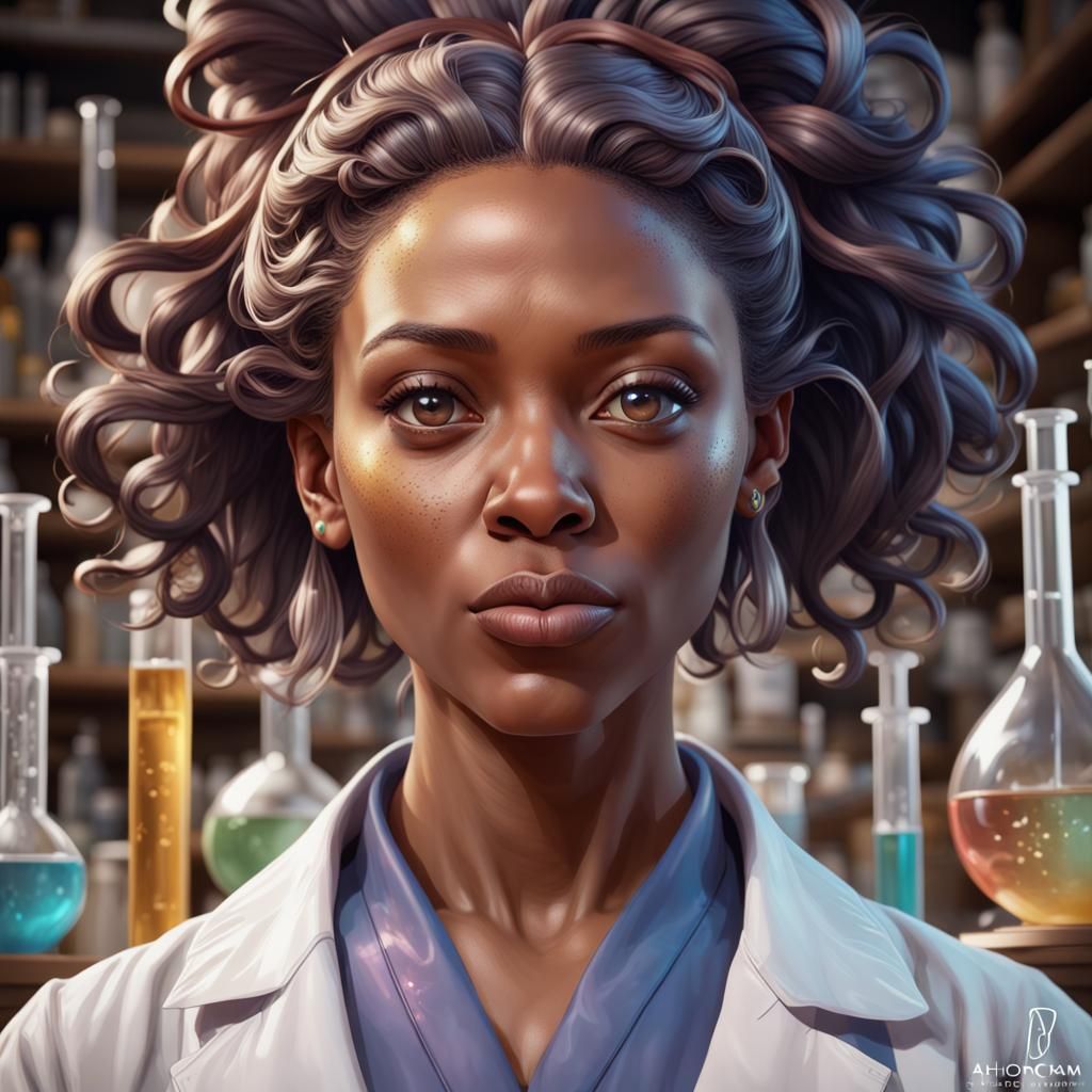 African American Chemist Portrait in Art Nouveau Style