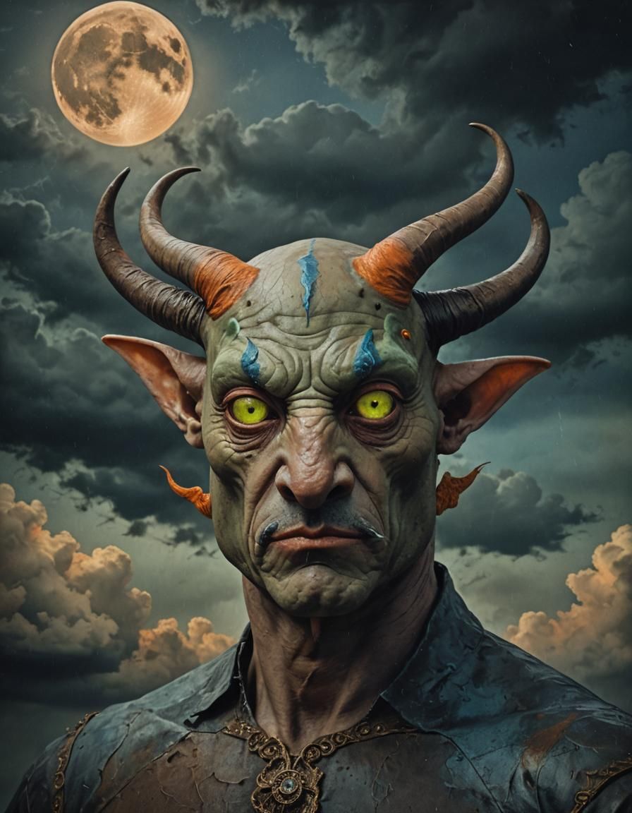 Eerie Creature Portrait in Dark Romanticism Style