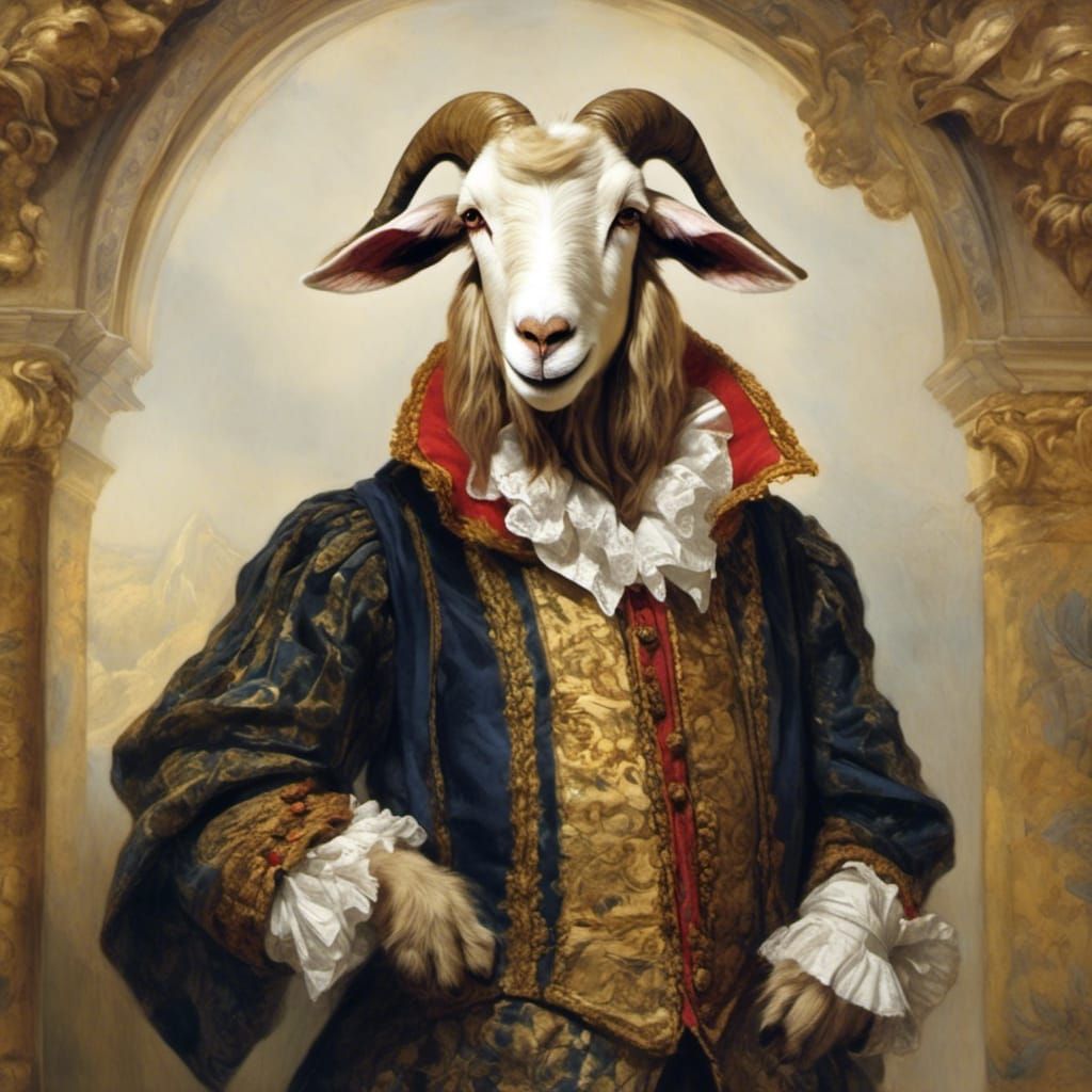 Shakespearean Goat Actor on Stage
