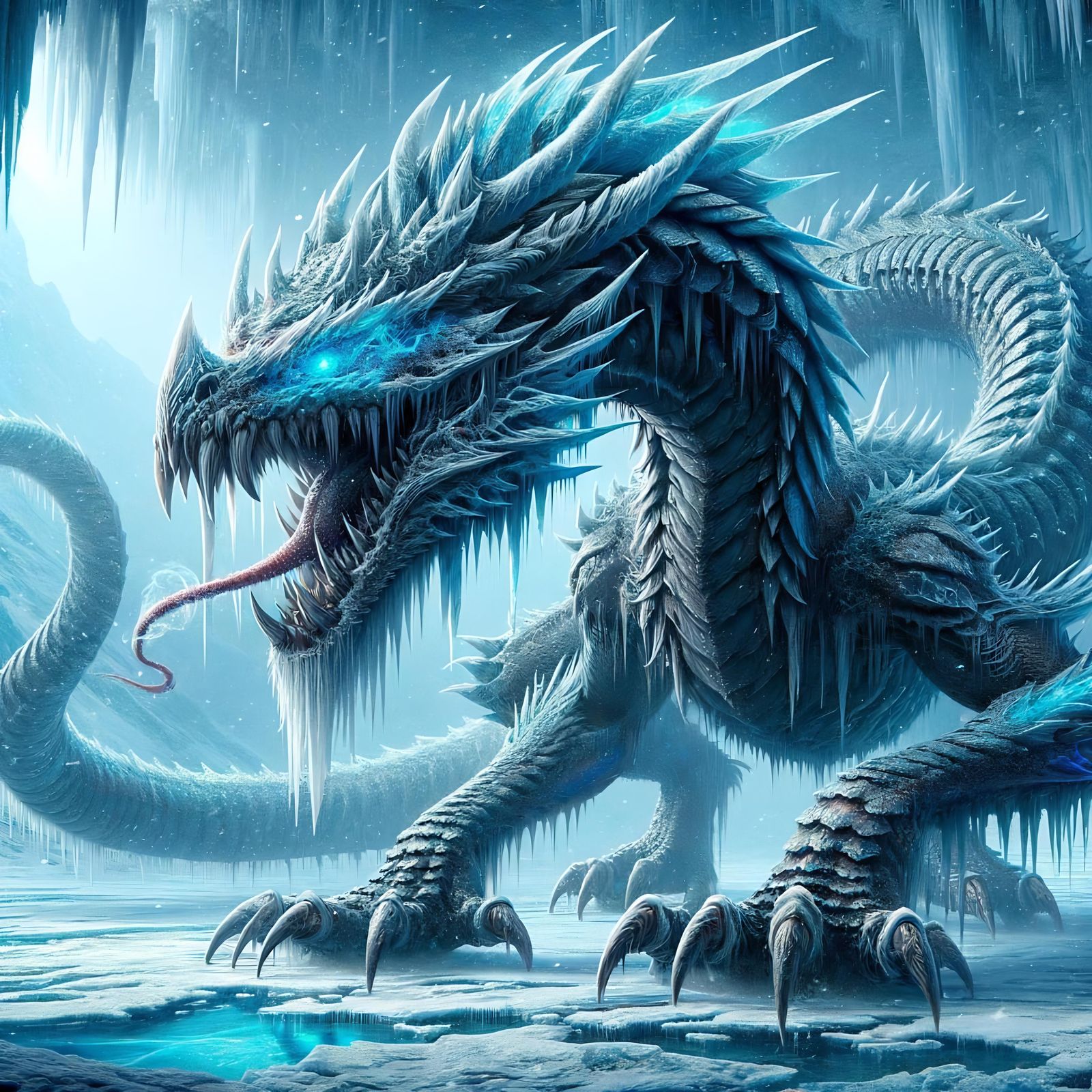 Majestic Frost Warden in Frozen Landscape