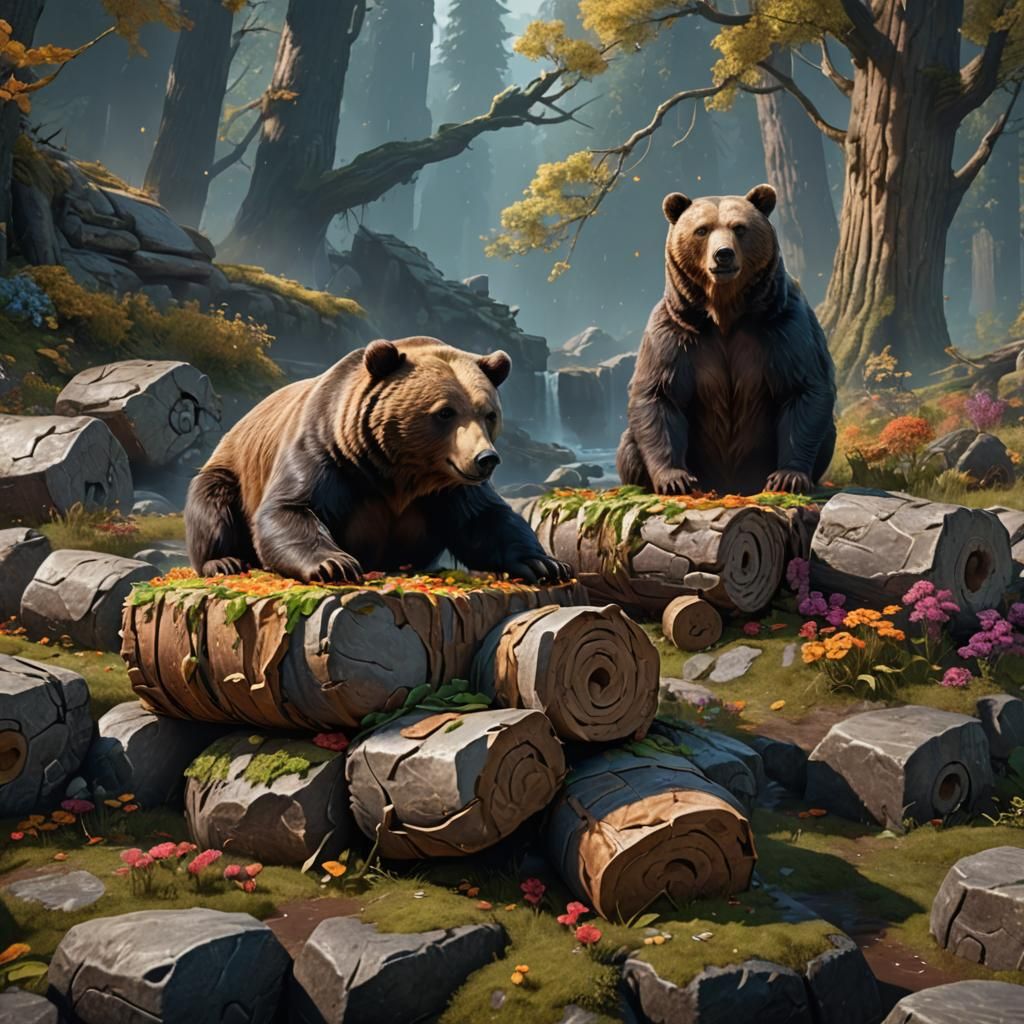 Bears Baking Rolls: Detailed Fantasy Concept Art