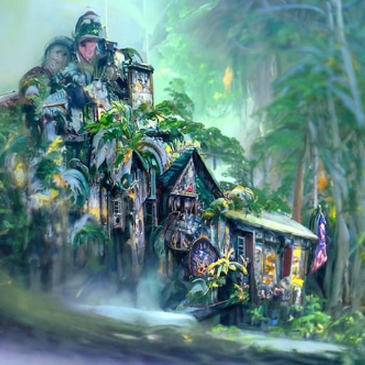 Jungle Bandits' Barracks in Ethereal Fantasy Style