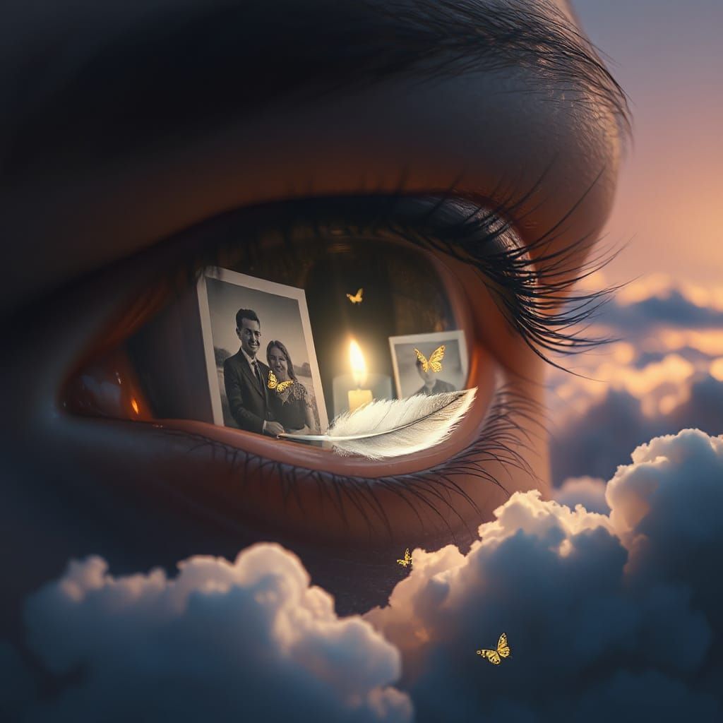 Dreamy Eye Aglow in Twilight Sky: Digital Art