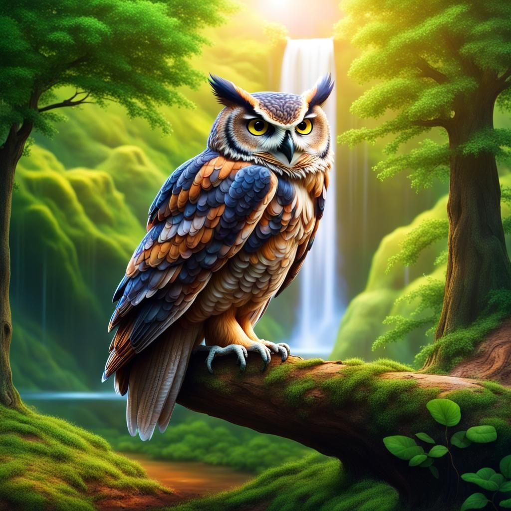 Vivid 8k Owl in Lush Forest Scene