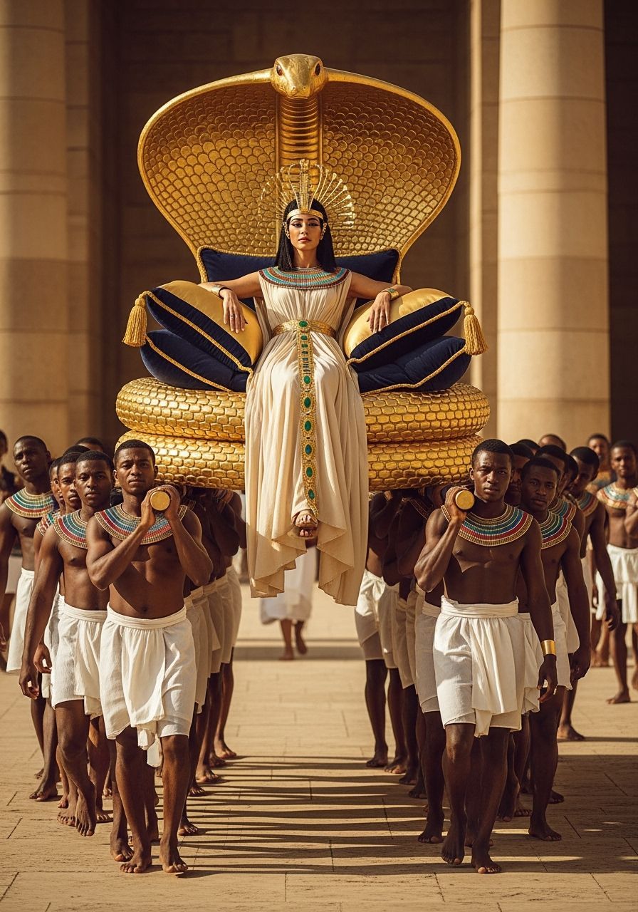 Egyptian Queen on Gold Throne
