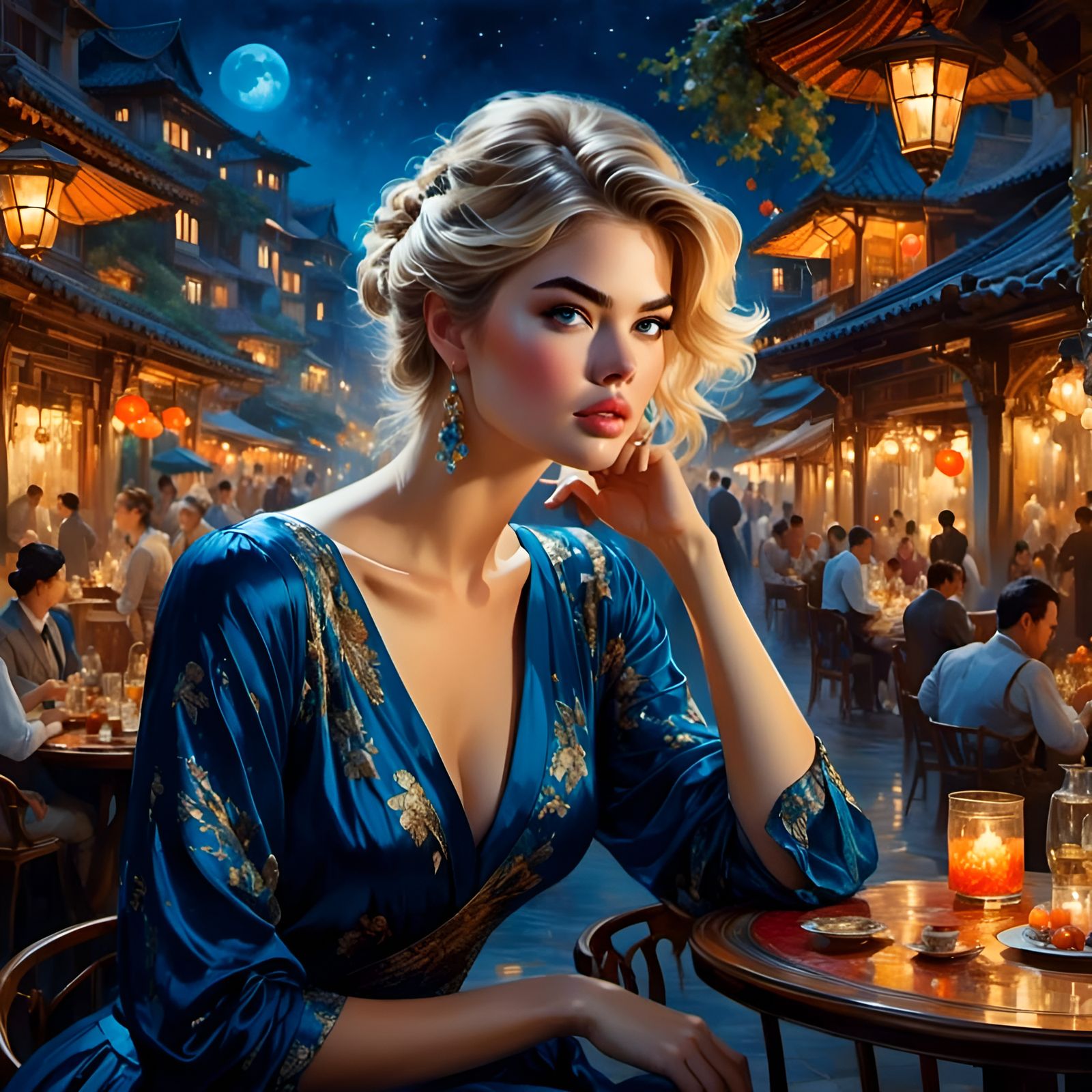 Gorgeous Woman Portrait in Romantic Watercolor Style