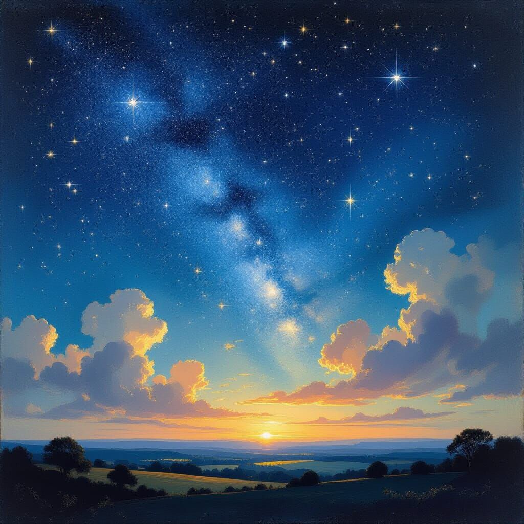 Starry Norfolk Sky Over Landscape