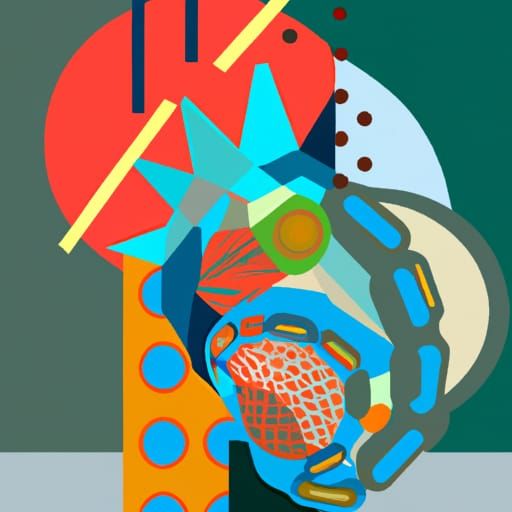 Geometric Pop Art Screen Print in Triadic Colors