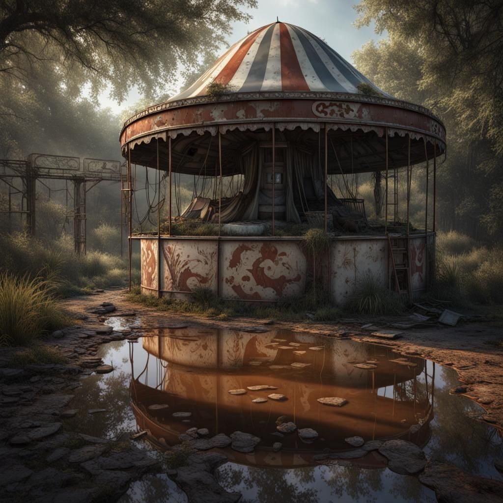 Haunted Abandoned Circus in Photorealistic Style